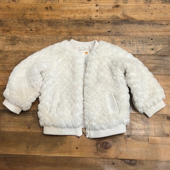 Girls C&C California Faux Fur Cream Coat | Toddler Size 4T | Dressy Kids Jacket - Picture 1 of 6